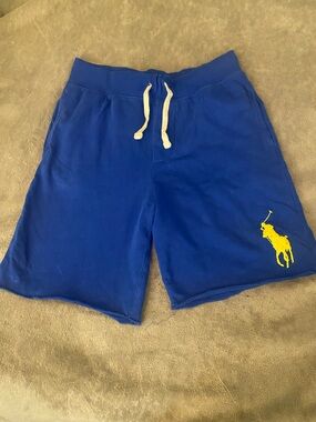 Polo by Ralph Lauren Royal Blue Cotton Drawstring Shorts with Yellow Pony